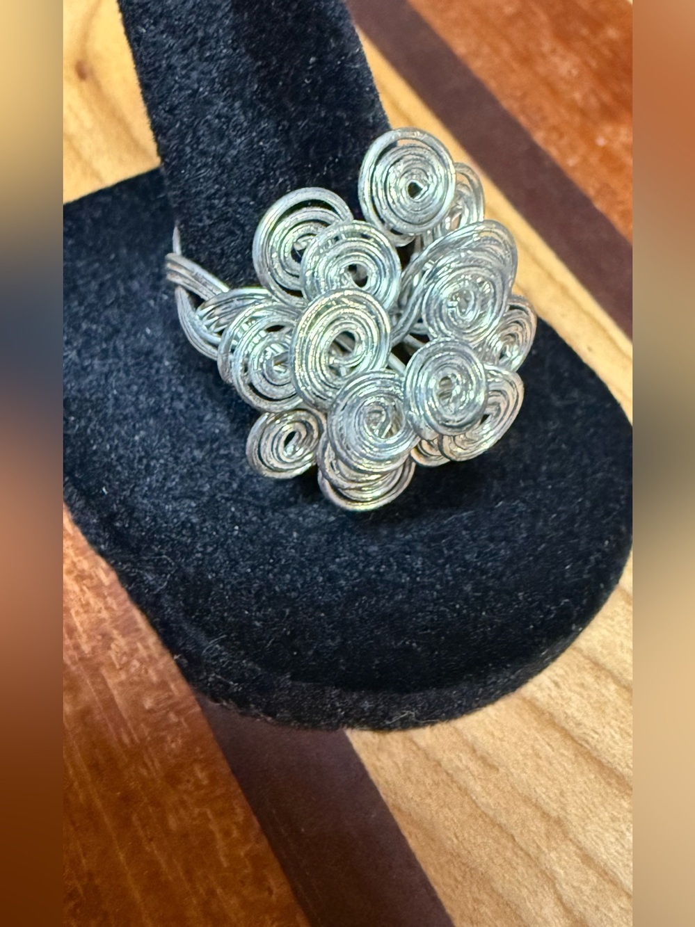 Silver Spiral Cluster Statement Ring